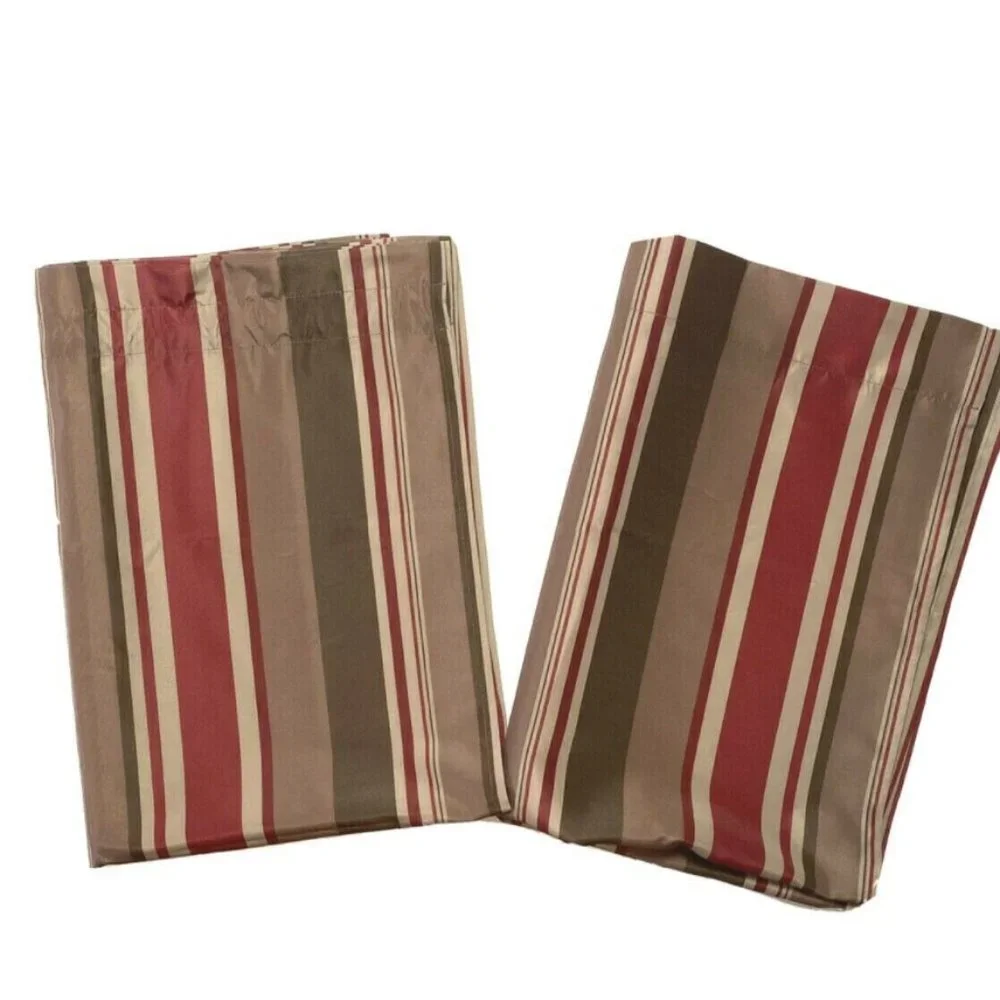 2 Striped Red  Brown Curtains Panels Drapes 82